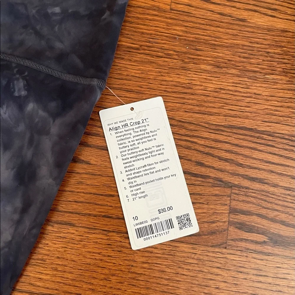 NWT lululemon align HR crop 21” diamond dye pitch grey graphite grey